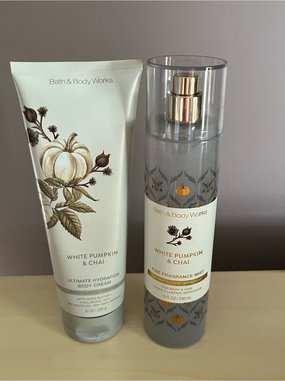 Bath & Body Works White Pumpkin Chai Body Cream & Fine Fragrance Mist New